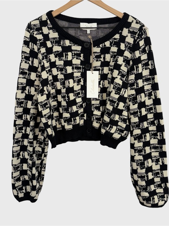 Cleobella Sweaters - Cleobella New with Tags Black Ivory Abstract Geometric Print Marybeth Cardigan